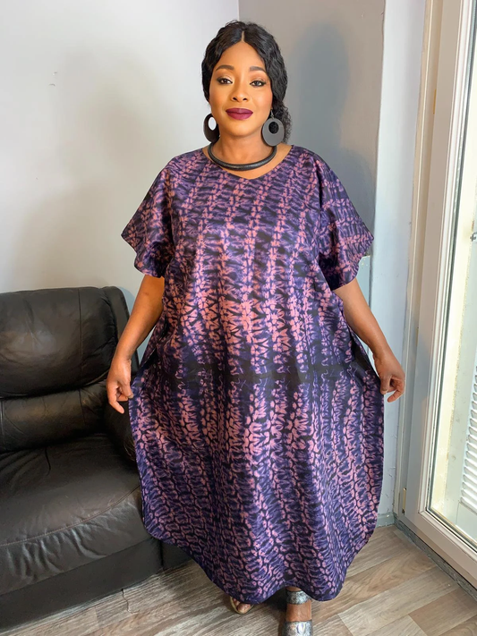 Bazin Langes Kleid rosa blau