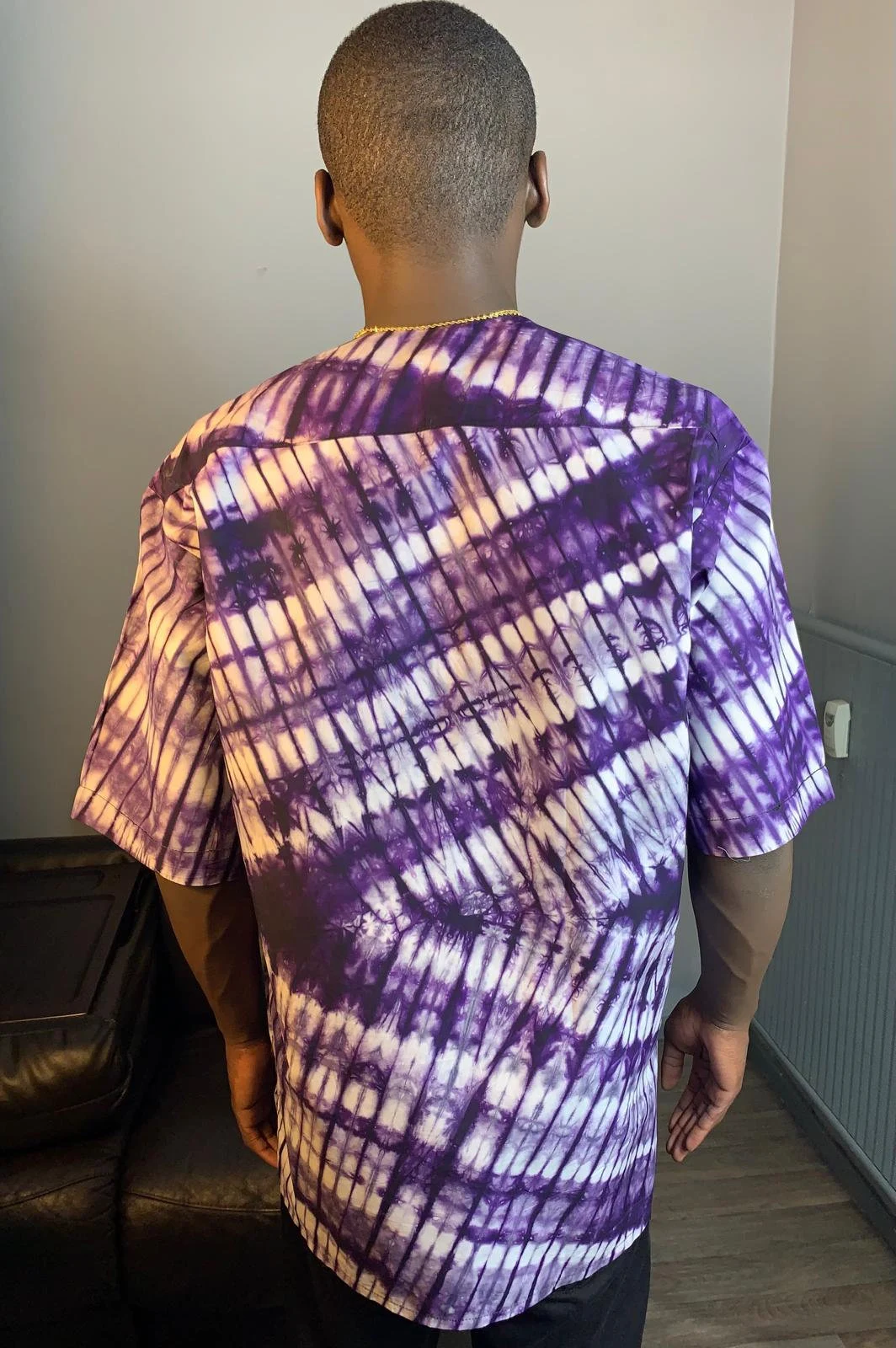 Chemise Batik Kampala Adire Wax Violet en Coton - Teint à la Main
