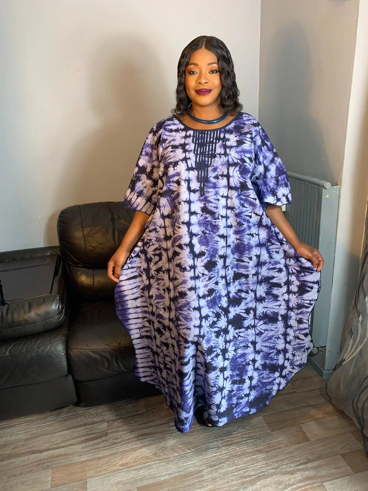 Robe Longue en Coton Indigo