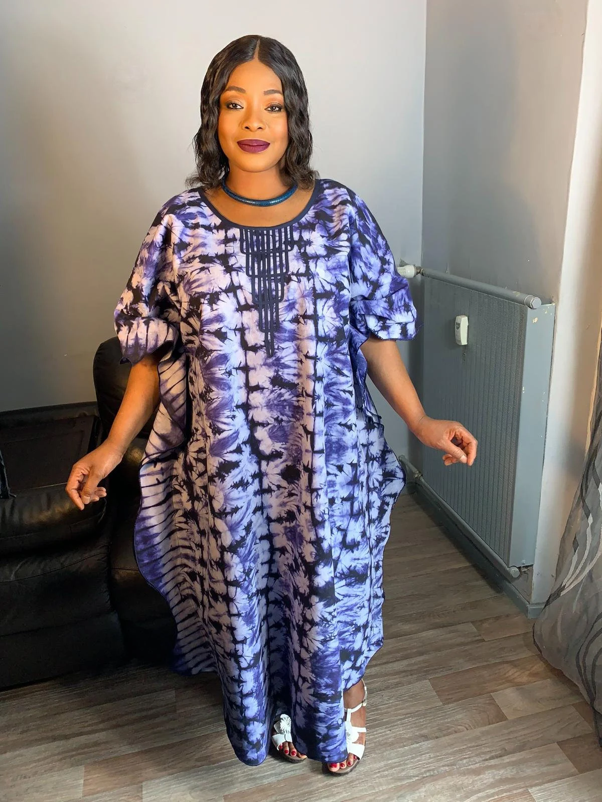Robe Longue en Coton Indigo