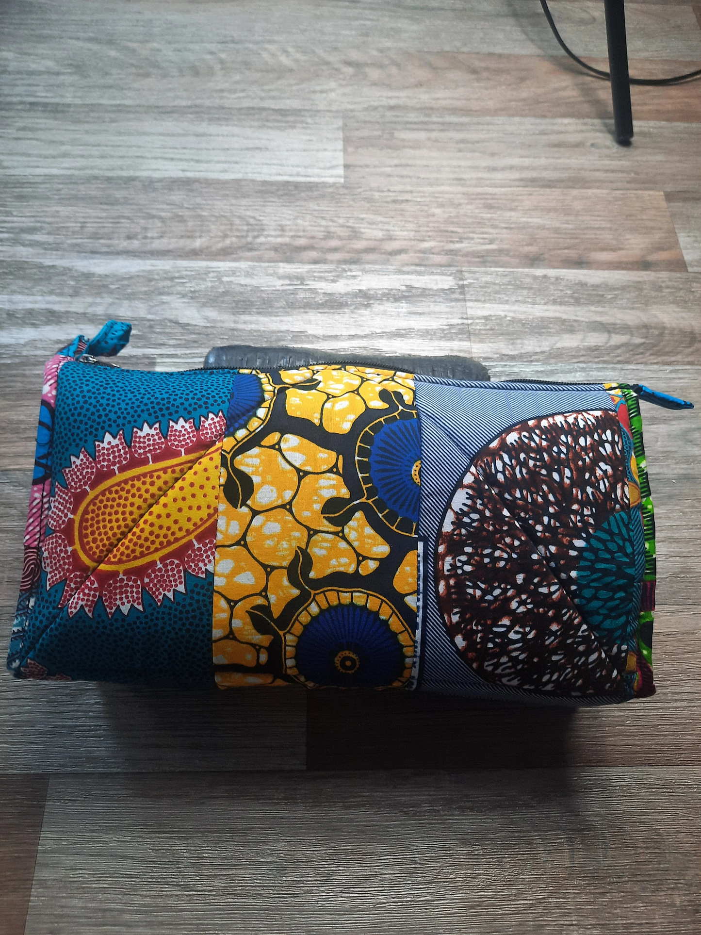 Large Patchwork Toiletry Bag in Wax Fabrics - 100% Cotton Multicolor