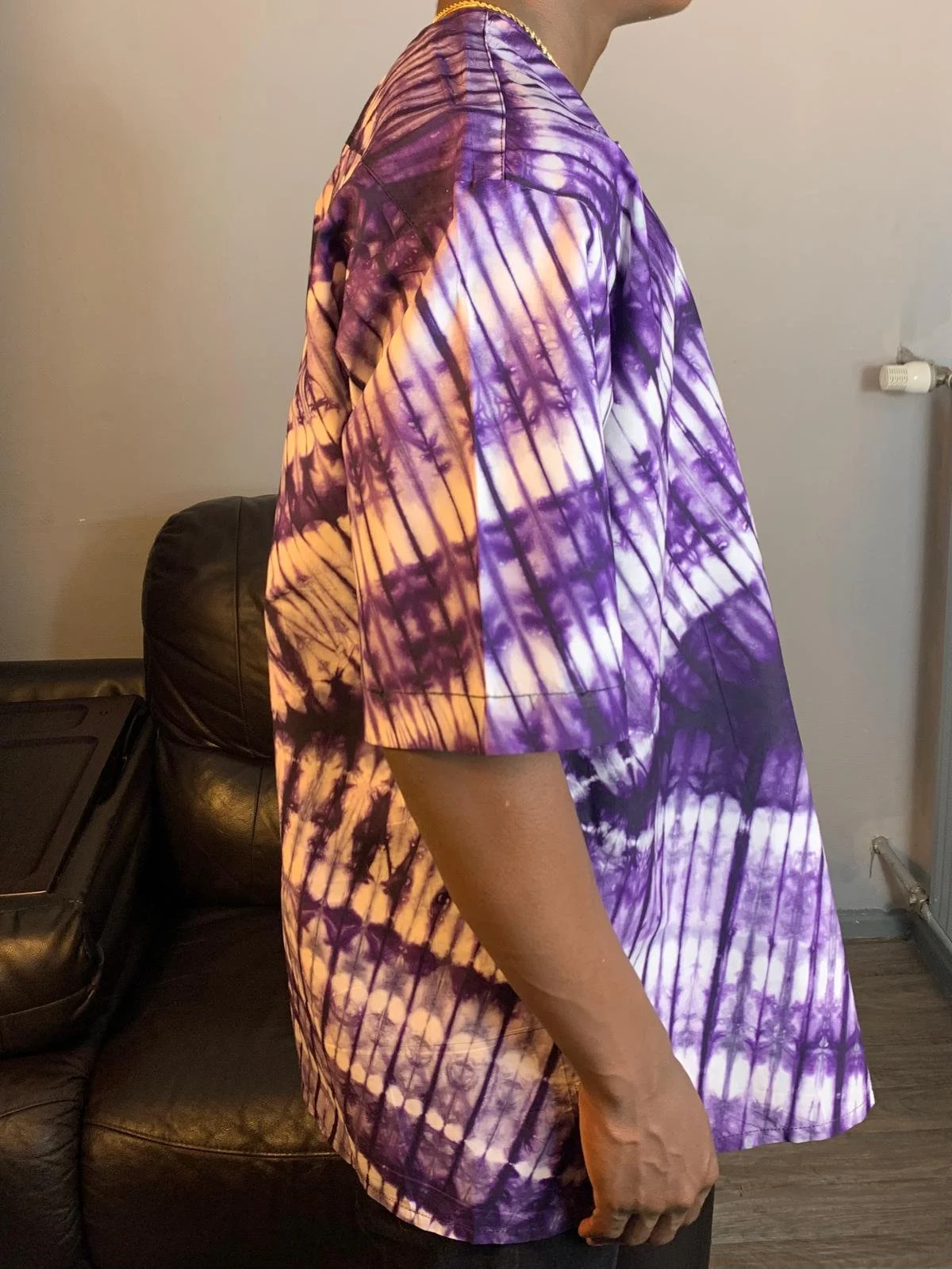 Chemise Batik Kampala Adire Wax Violet en Coton - Teint à la Main