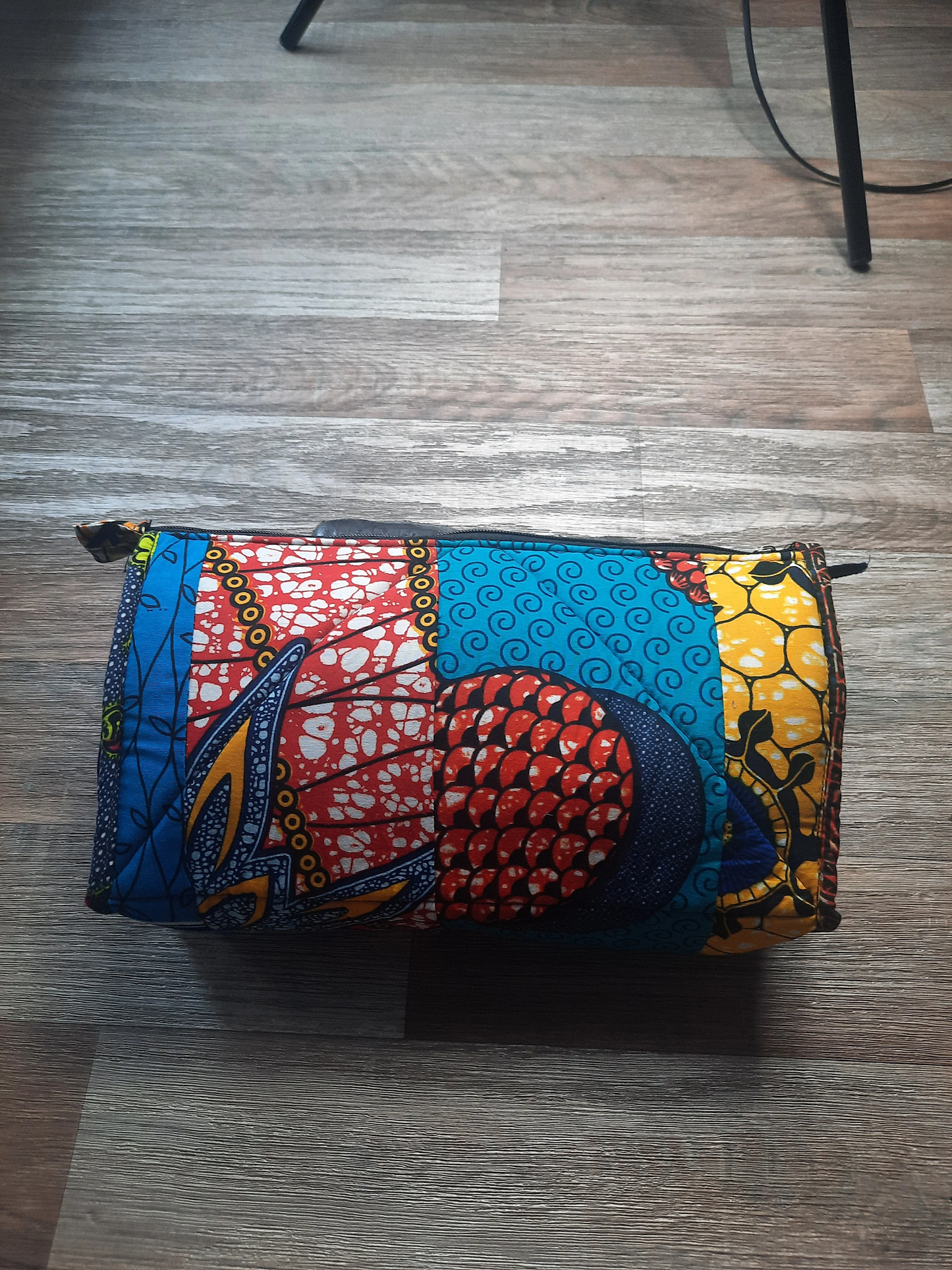 Large Patchwork Toiletry Bag in Wax Fabrics - 100% Cotton Multicolor