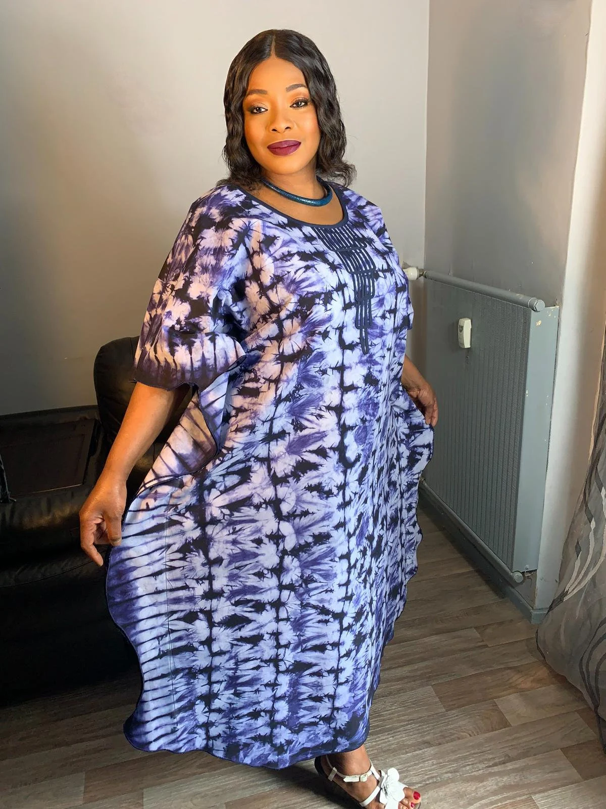 Robe Longue en Coton Indigo