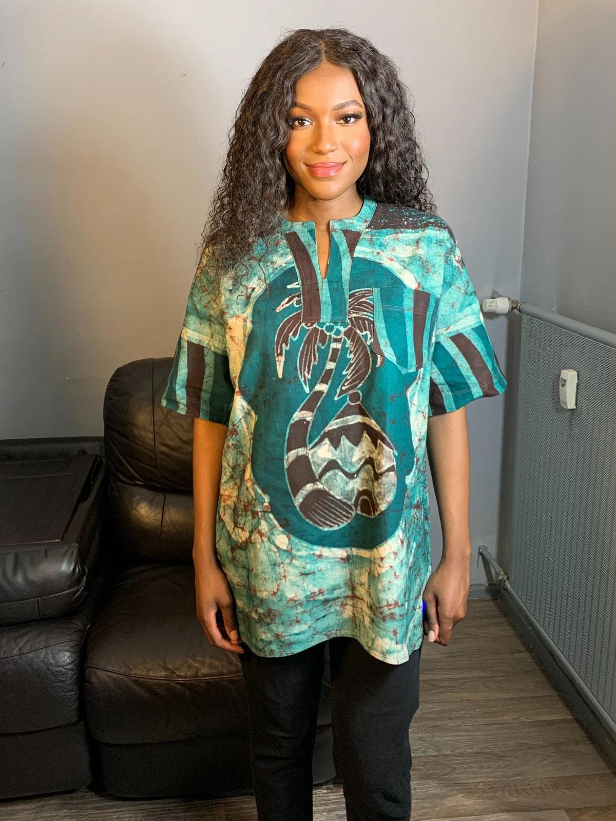 Mixed Batik Safari Animal Pattern Cotton Shirt - Green