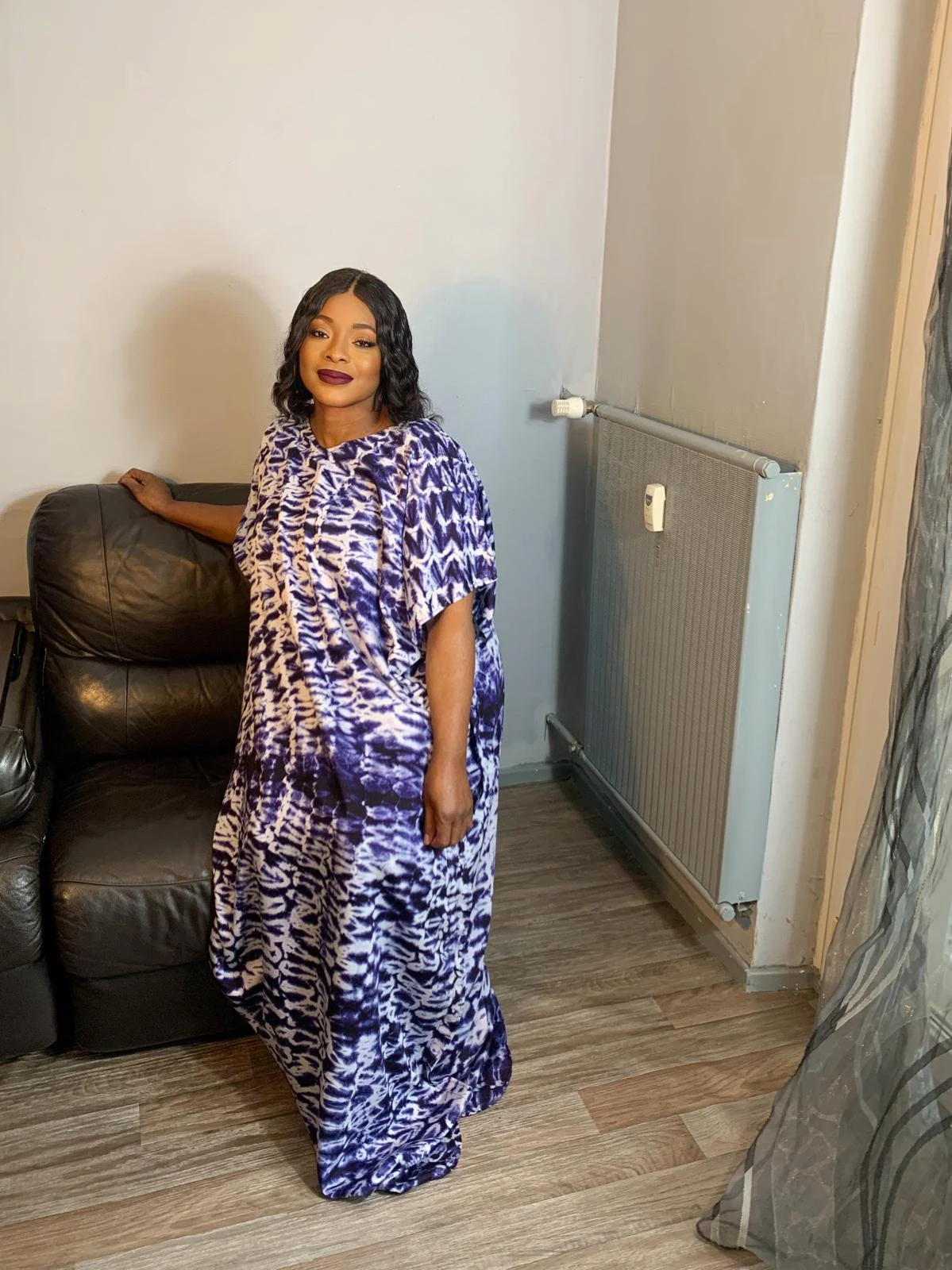 Robe Longue Soie Indigo Caftan Blanc 100% Soie Slik
