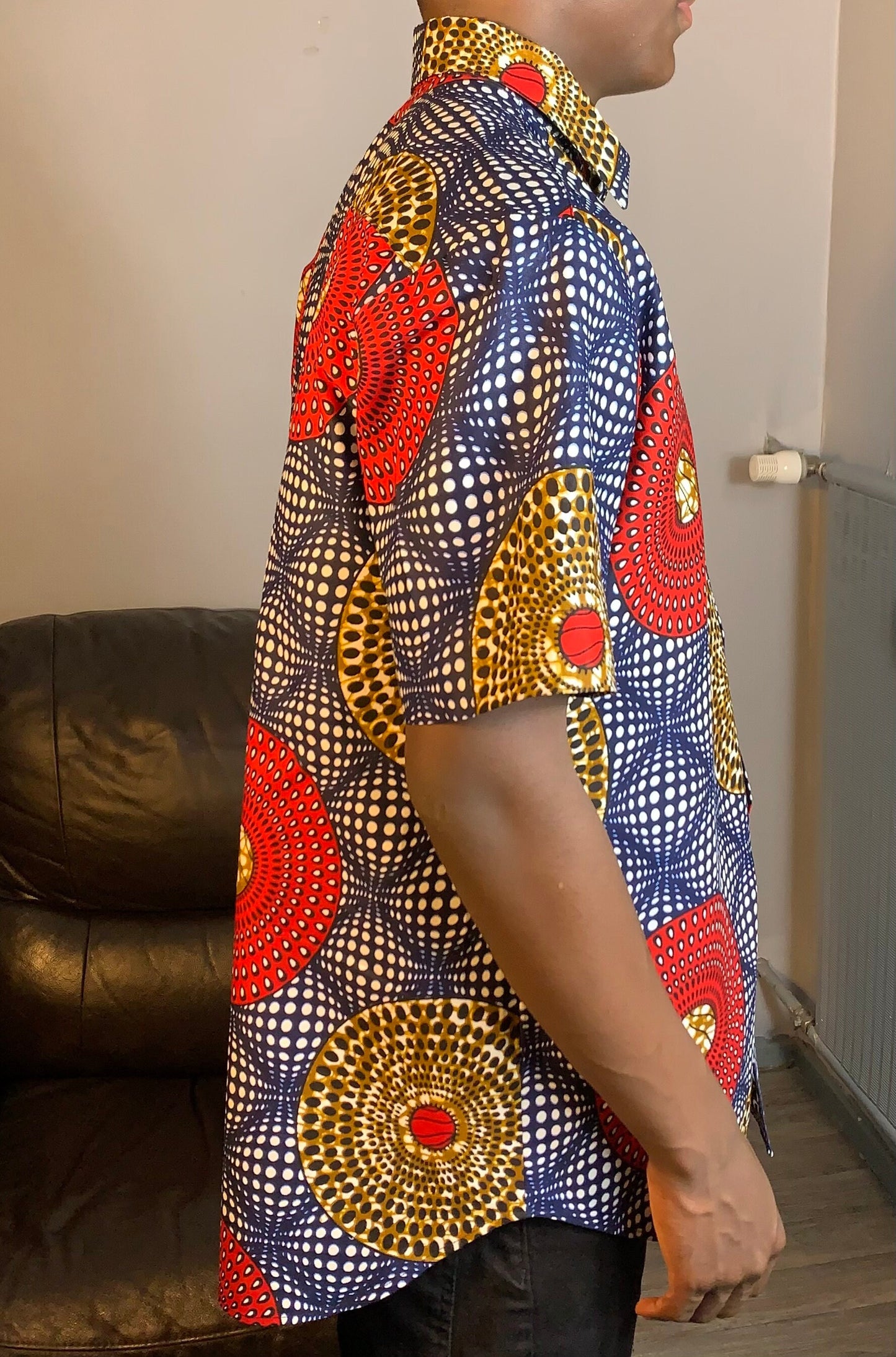 Chemises Homme Wax avec col Ankara 100%Coton Doux Multicolore.
