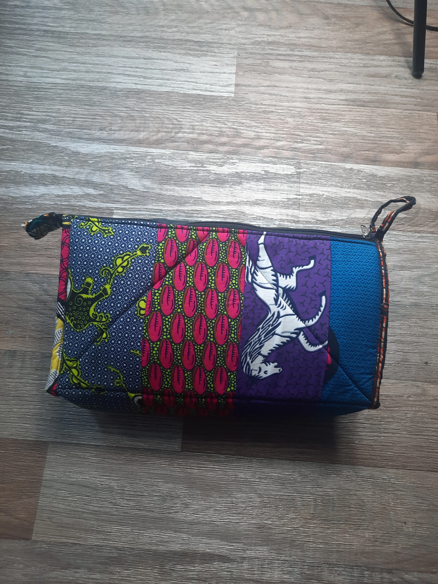 Large Patchwork Toiletry Bag in Wax Fabrics - 100% Cotton Multicolor