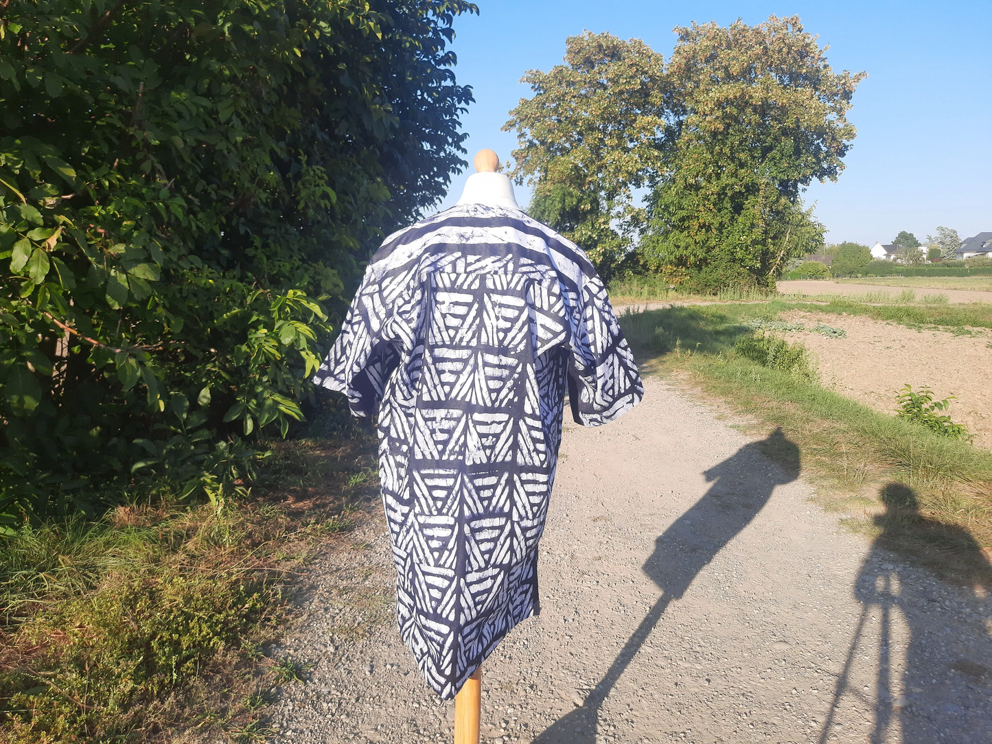 Men's Vintage Blue Mao Collar Shirt