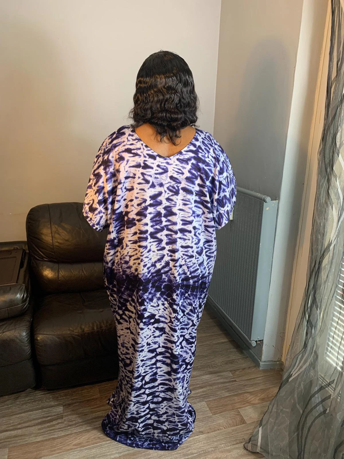 Robe Longue Soie Indigo Caftan Blanc 100% Soie Slik