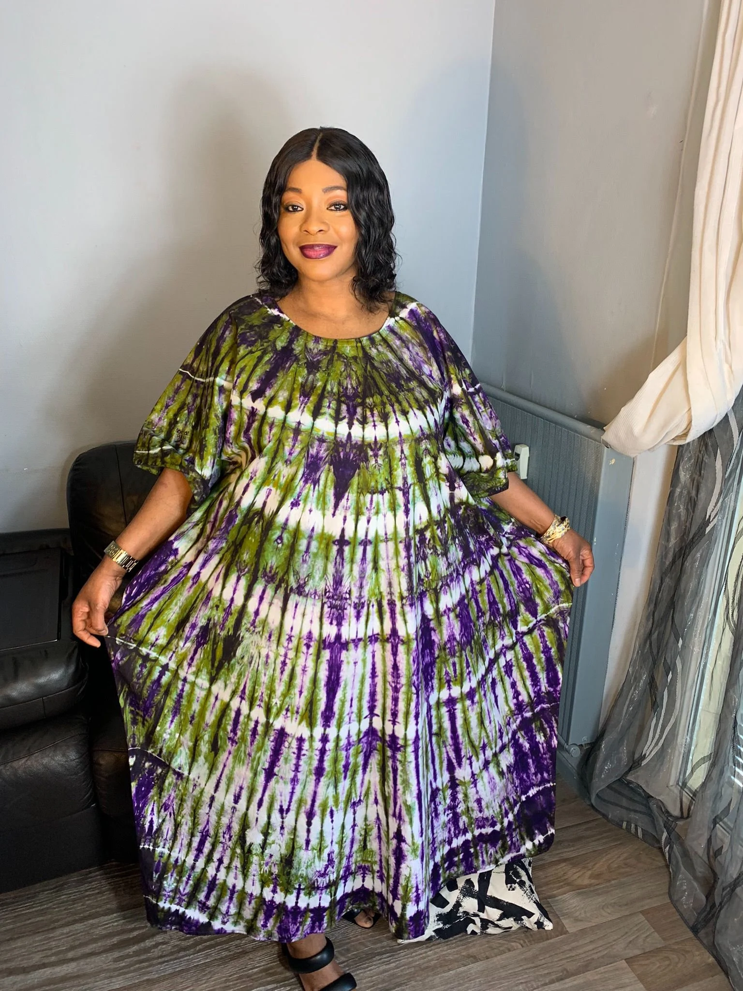 Robe Longue Batik Makeba Multicolore Tye and Dye 100 % Coton