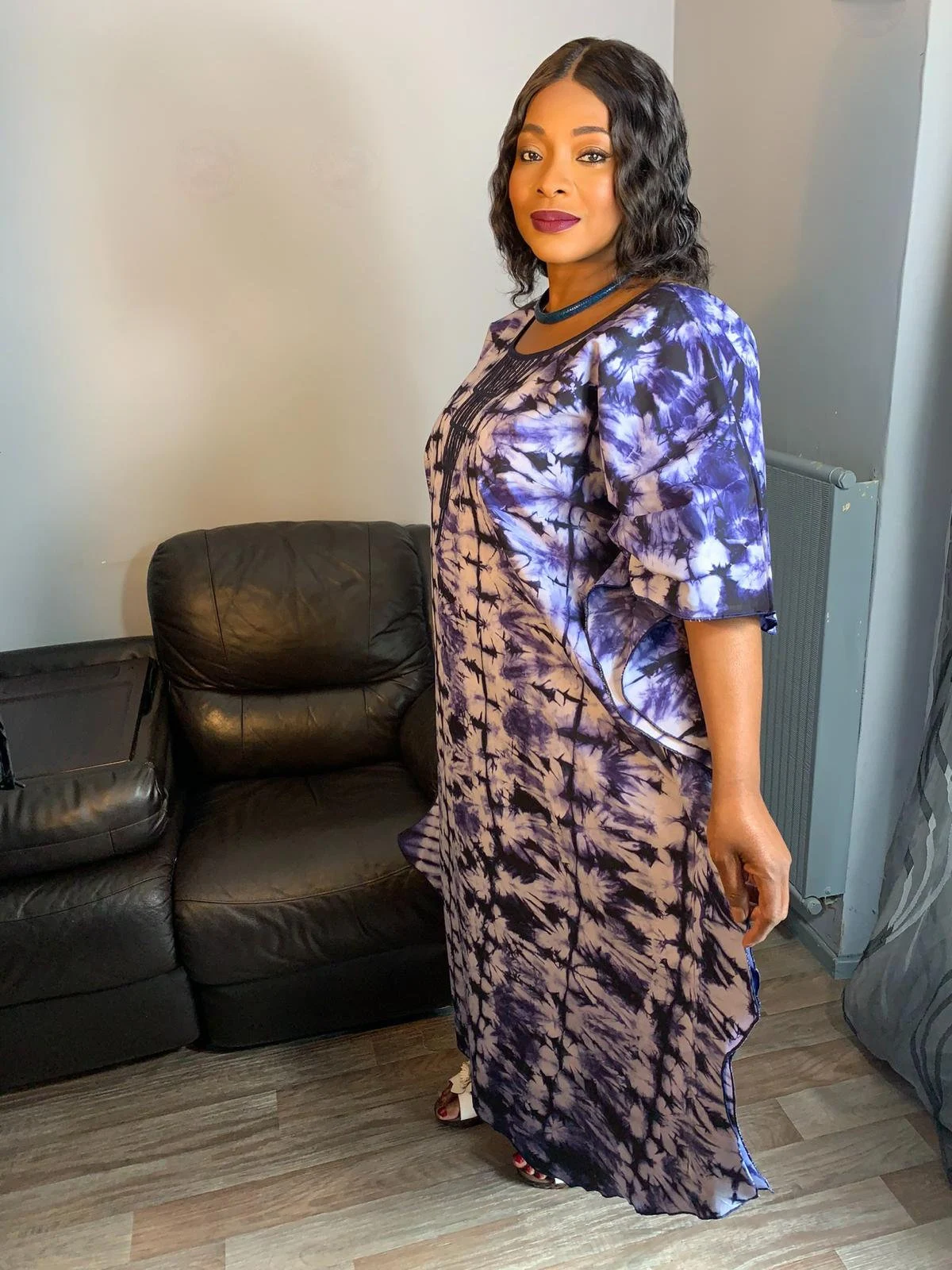 Robe Longue en Coton Indigo