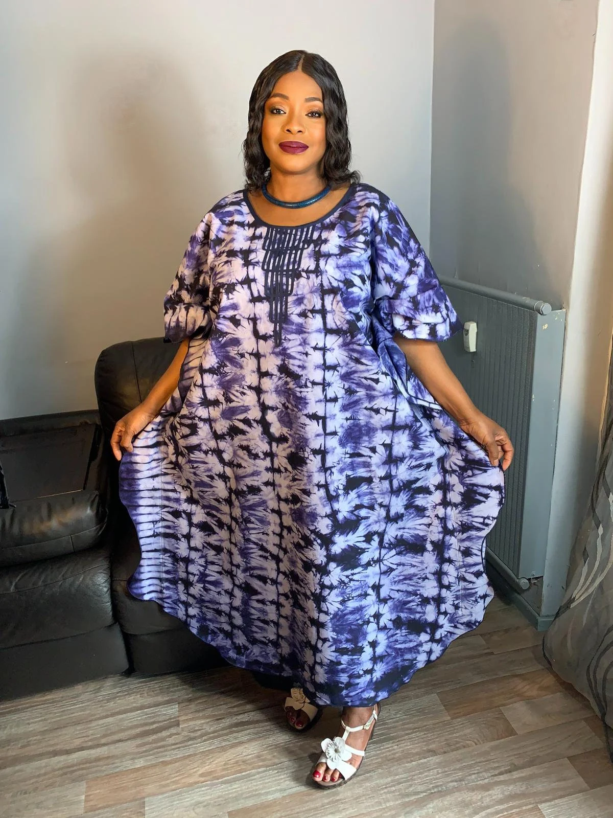 Robe Longue en Coton Indigo