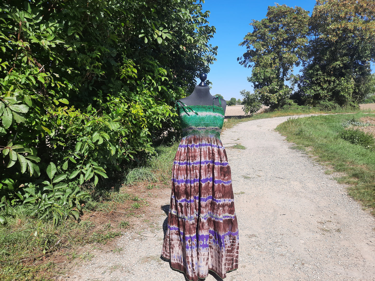 Robe Longue Indigo Batik Tye and Dye Multicolore