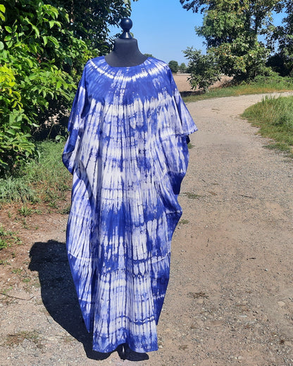 Robe Longue Boubou Batik Bleu