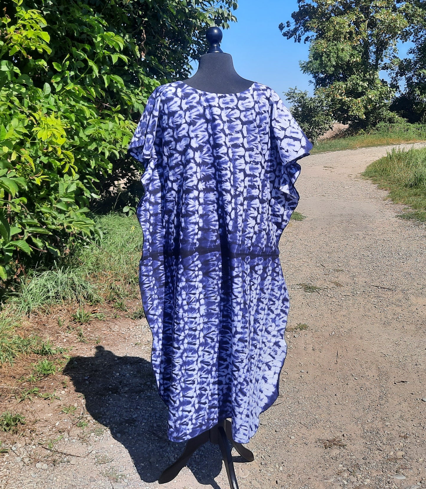 Navy Blue and White Bazin Dress