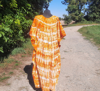 Orange Batik Boubou Long Dress