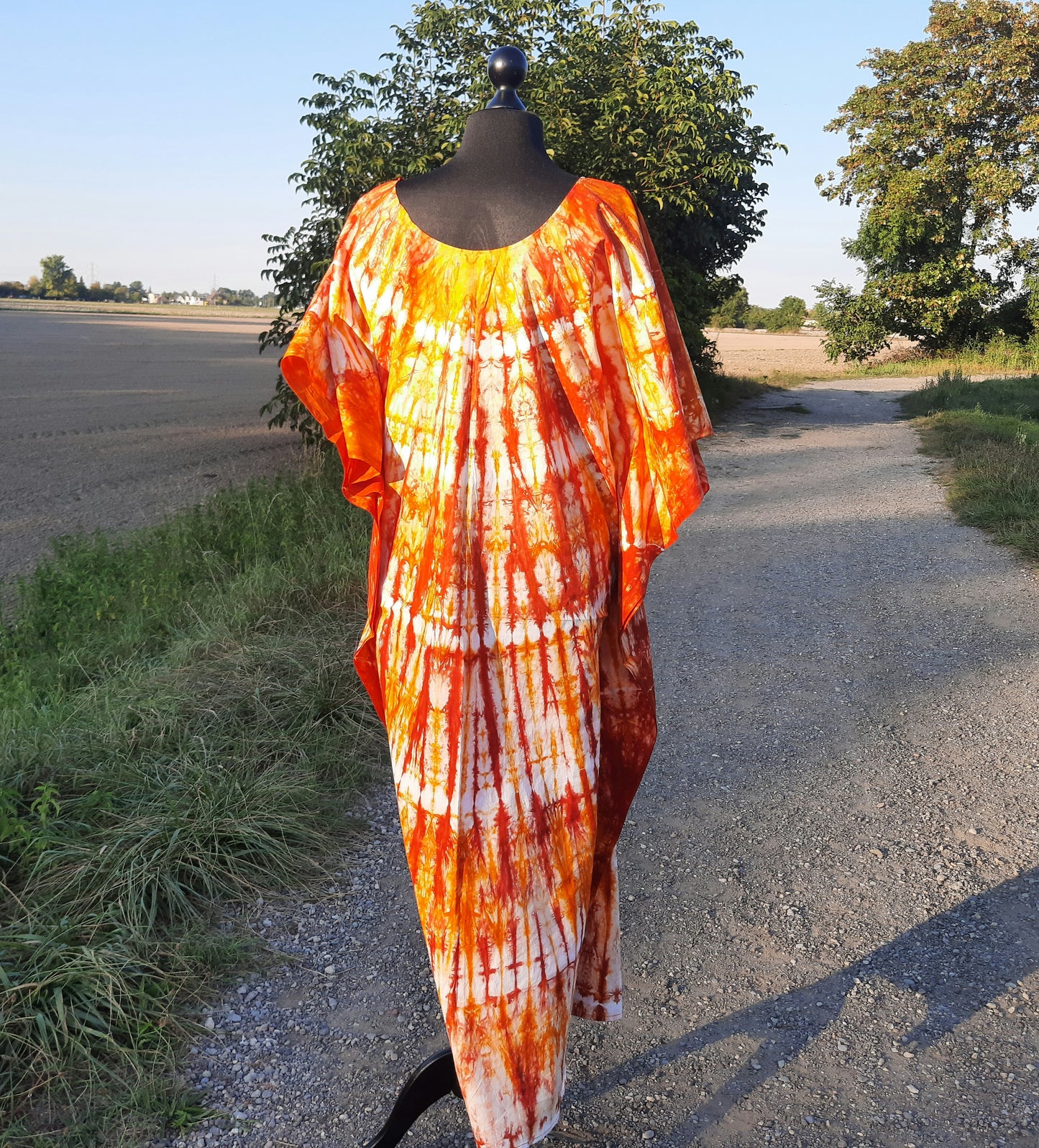 Boubou Batik Long Dress Orange Red