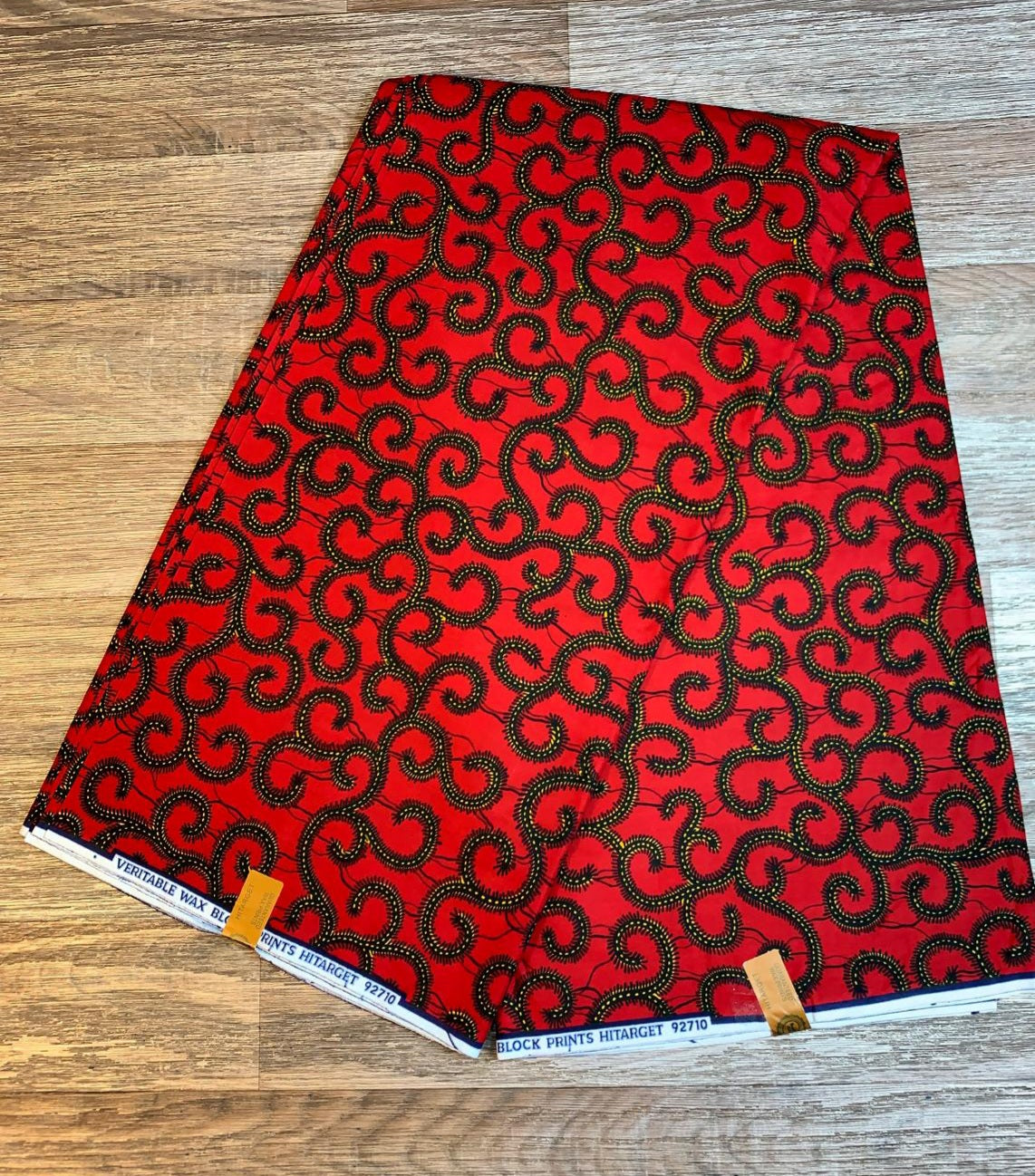 Tissus Wax Africain 100% Coton Ankara, 6 yard Wax Hitarget Authentique Motif : Macaroni Rouge