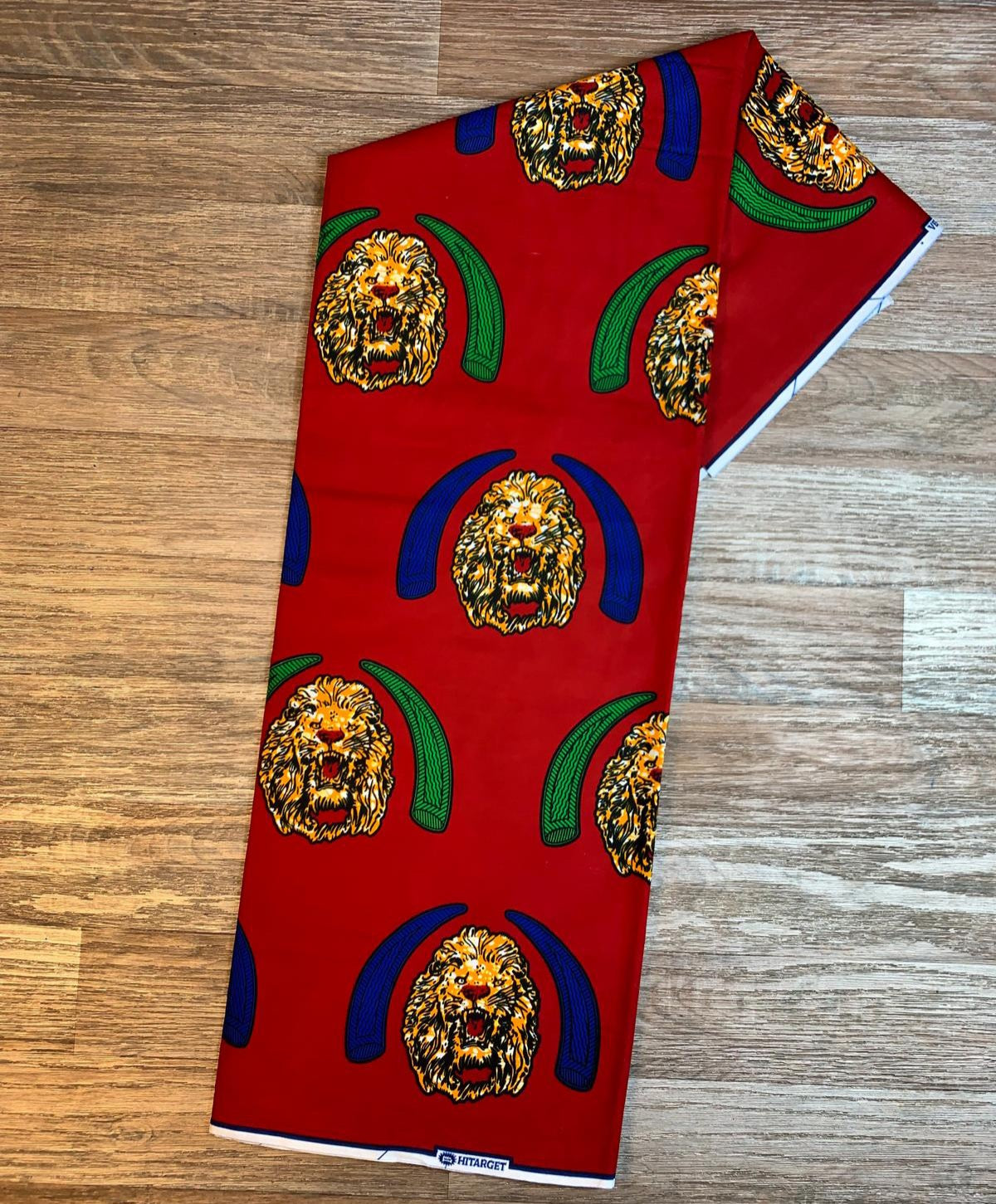 Tissus Wax Africain 100% Coton Ankara Design 6 yards Wax Hitarget Authentique motif : Tête de Lion