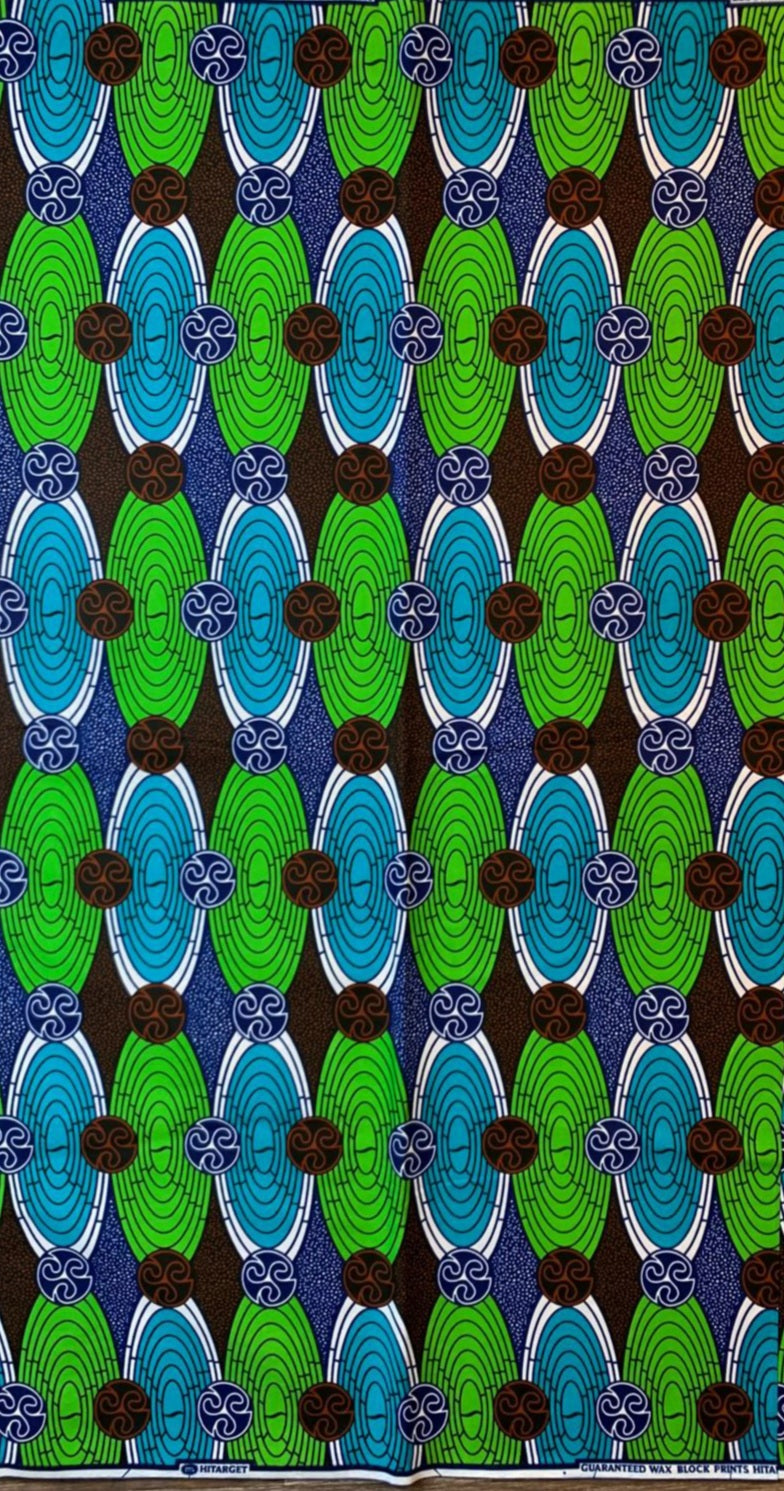 Tissus Wax Africain 100% Coton Ankara 1 à 6 yards Wax Hitarget Vert