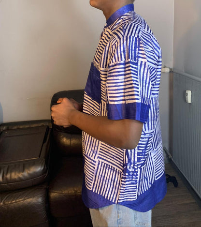 Men's Batik Bazin Adire Kampala Shirt