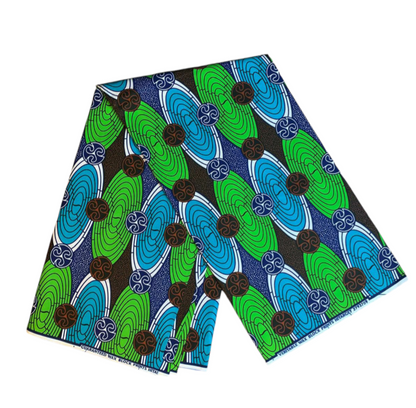 Tissus Wax Africain 100% Coton Ankara 1 à 6 yards Wax Hitarget Vert