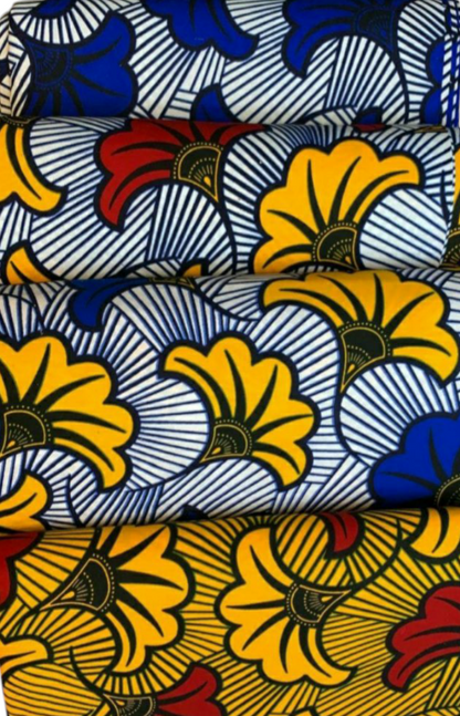 Tissus Wax Africain 100% Coton Ankara De 1 à 12 yards Wax Hitarget   Fleur de Mariage Jaune Multicolore