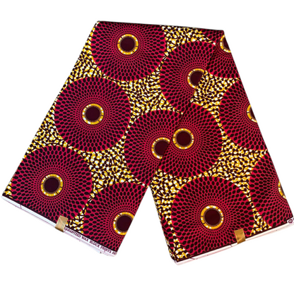 Tissus Wax Africain 100% Coton Ankara  1 à 12 yards Wax Hitarget  Ankara   Grand Disques Rouge Camel.