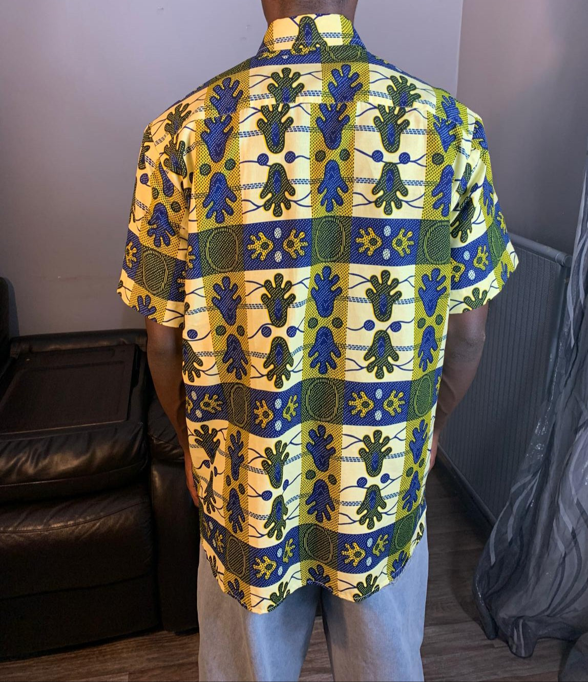 Chemise Homme wax Africain 100%Coton Avec Col Collection Ankara