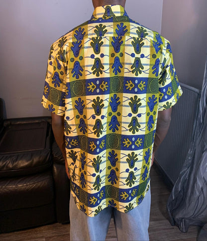 Chemise Homme wax Africain 100%Coton Avec Col Collection Ankara