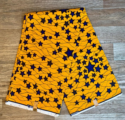 Tissus Wax 1 à 12 yards Wax Africain Wax 100% Coton Étoile Jaune