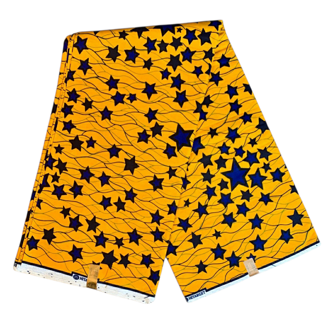 Tissus Wax 1 à 12 yards Wax Africain Wax 100% Coton Étoile Jaune