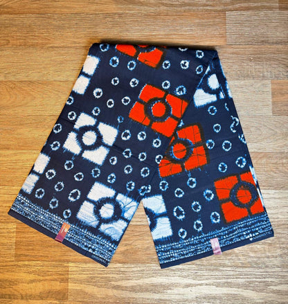 Tissus Wax 1 à 12 yards Wax Africain Wax 100% Coton Bleu Orange