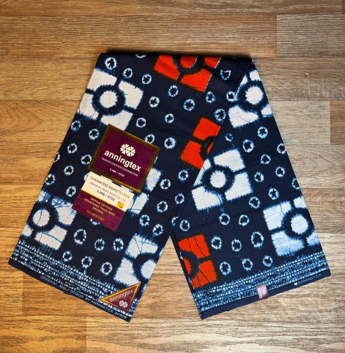 Tissus Wax 1 à 12 yards Wax Africain Wax 100% Coton Bleu Orange