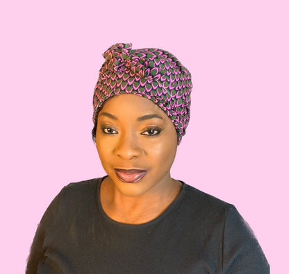 Bonnet Satin en Turban Rose | Turban en Wax Doublé Satin