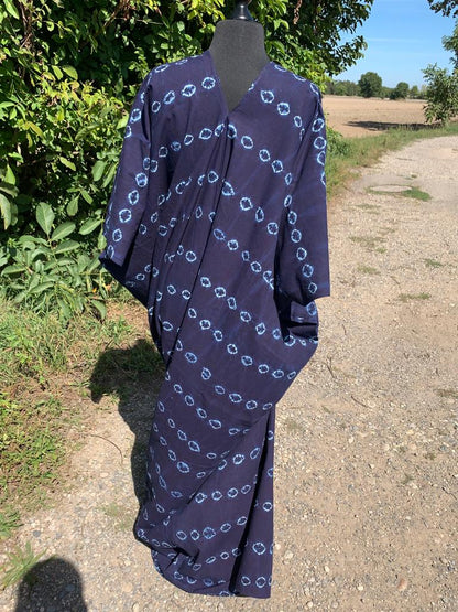 Robe Boubou Indigo Bleu Tye And Dye Adire