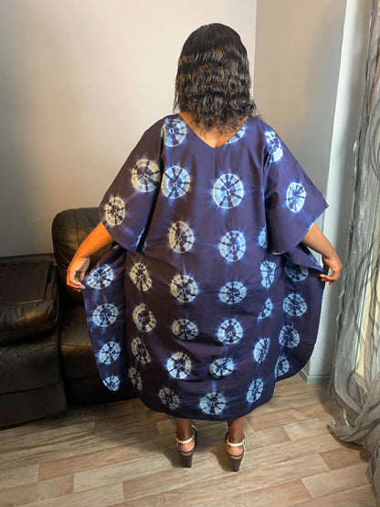 Robe Indigo Longue Adire Tye and Dye