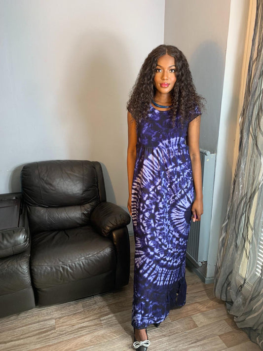 Blaues Batik-T-Shirt-Kleid Tye and Dye