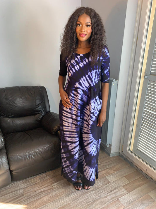 Blaues Batik-T-Shirt-Kleid Tye and Dye