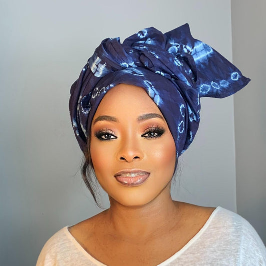 Foulard turban Indigo Adire