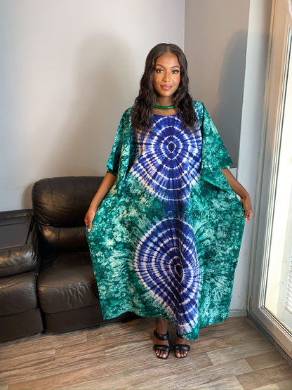 Boubou Batik Long Dress Green