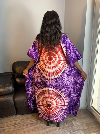 Boubou Batik Long Dress Purple