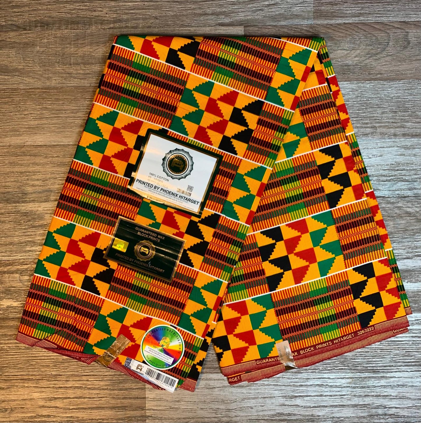 Tissus en Wax 6 Yards Marque "Hitarget" Wax Qualité Supérieure Real Wax Motif : Kente