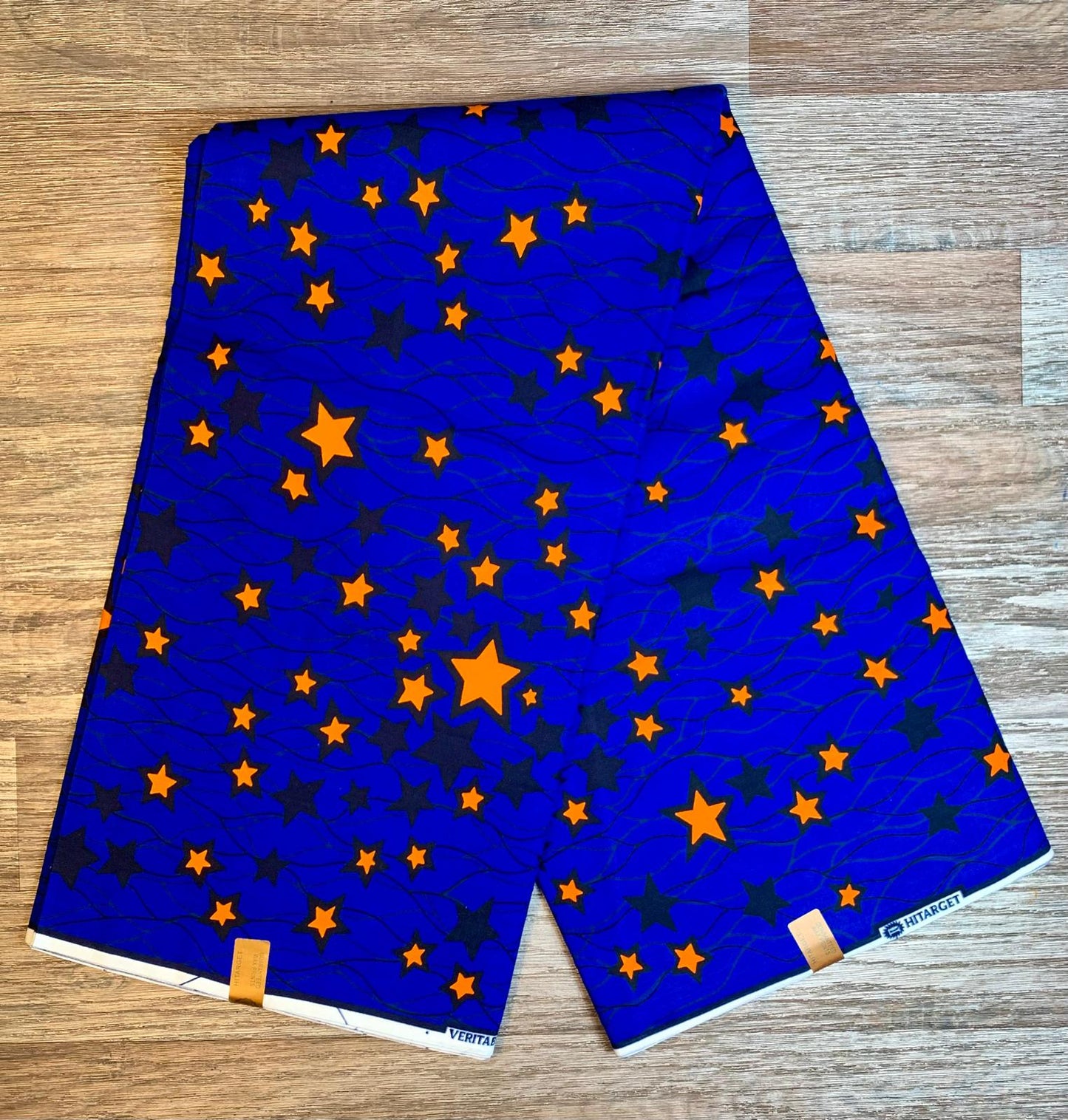 Tissus Wax Africain 100% Coton Ankara 6 yard  et 12 yards Wax Hitarget Authentique Motif : Étoilé bleu