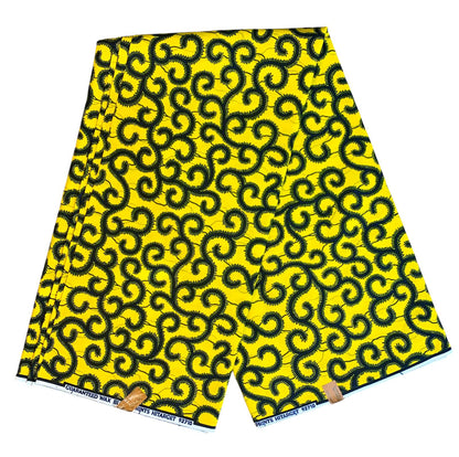 Tissus Wax Africain 100% Coton Ankara 6 yard  Wax Hitarget Authentique Motif : Macaroni Jaune