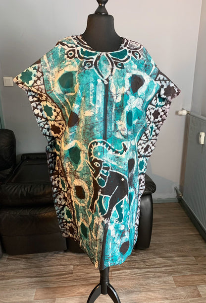 Robe Batik Motif : Éléphants Vert