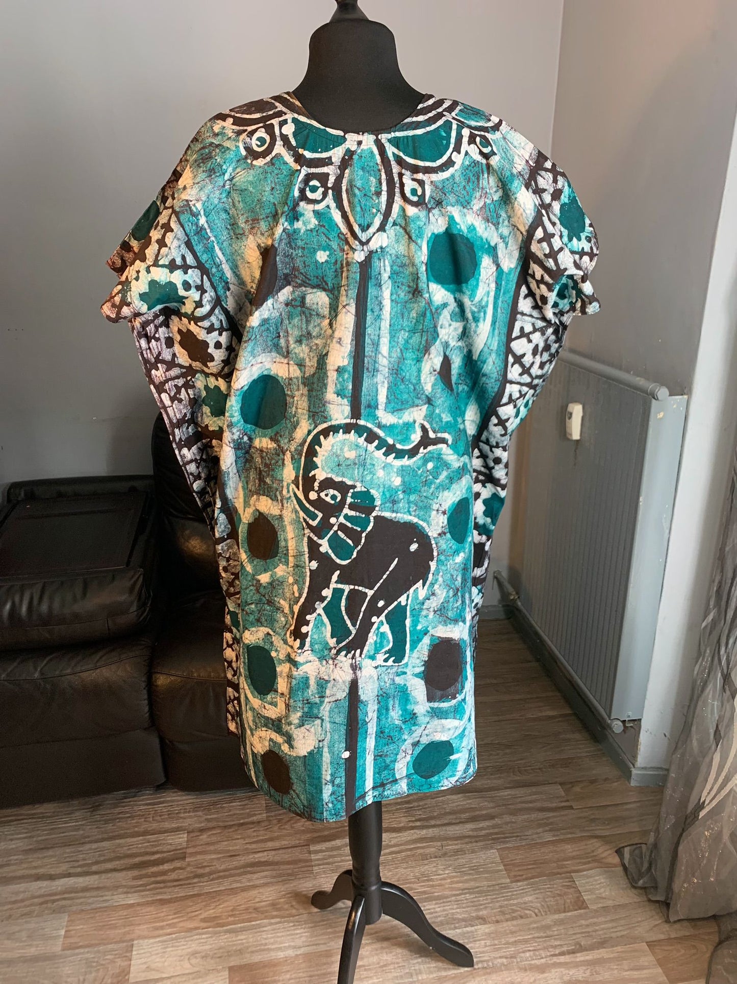 Robe Batik Motif : Éléphants Vert