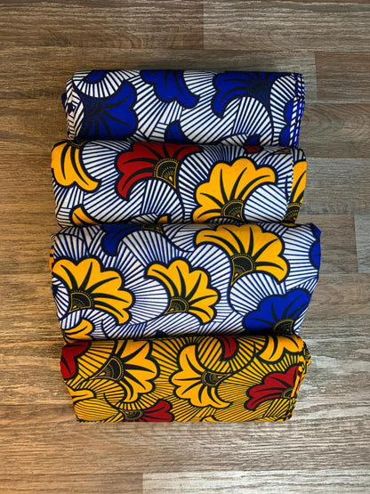 Tissus Wax Africain 100% Coton Ankara 6 yard Wax Hitarget Authentique Motif : Fleur de Mariage rouge et orange