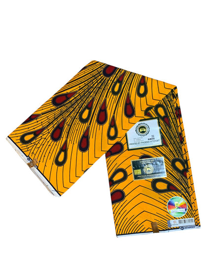 Tissu Wax Africain 100% Coton Ankara  6 yards  Wax Hitarget Authentique motif : Ampoules Rouge